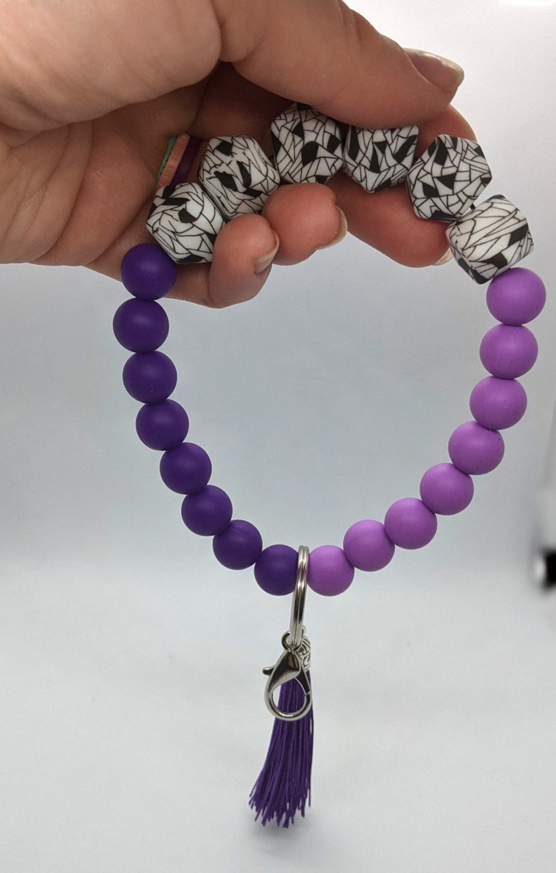 Bead key chain bracelet silicone bead bracelet bracelet key Etsy