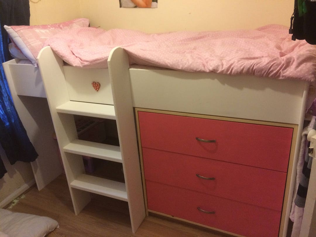 Childrens Mid Sleeper Bed With Storage Etsy