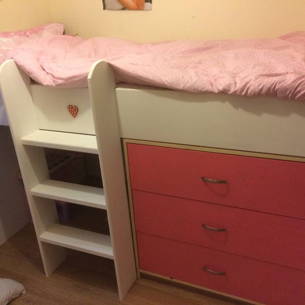 Childrens mid sleeper bed with Storage