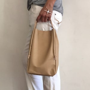 Beige PVC Tote Bag - Large Size