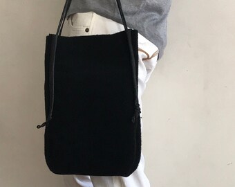 Black Felt Tote Bag- Large Size