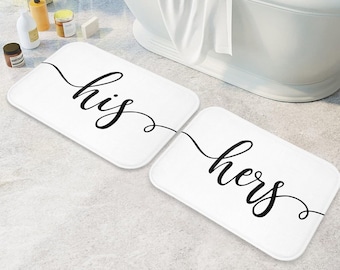 His and Hers Matching Bath Mats | Black and White Matching Bath Mats for Couples | Mr. and Mrs. Bath Mats | His and Hers