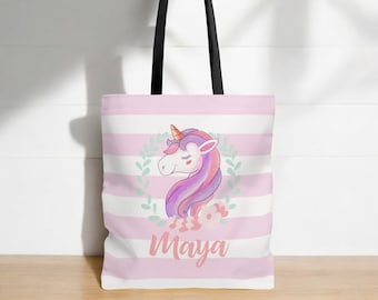Personalized unicorn Tote Bag custom name tote bag  Unicorn Gift for a Girl Ideal Gift for Girls and Teens Cute Personalized Tote Bag