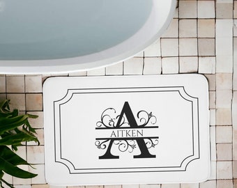 Any Color Monogrammed Bath Mat  | Elegant Bath Mat with Your Own Monogram | Classic Initials Bathroom Decor | Bathroom Makeover