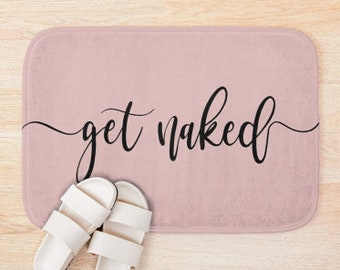 Get Naked Bath Mat | Dusty Rose Pink | Funny Bath Mat | Bathroom Décor | Modern Bathroom Accessories | Fun Bath Mat | Unique Bath Mat