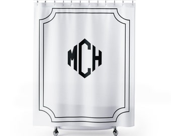 Monogram Shower Curtain ~ Monogrammed Shower ~ Custom Initials Bath Accessories ~ Bathroom Makeover