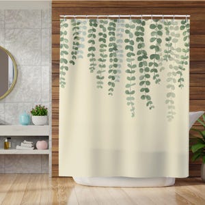 Green Vines Shower Curtain: Botanical Bathroom Decor, Cascading Leaves