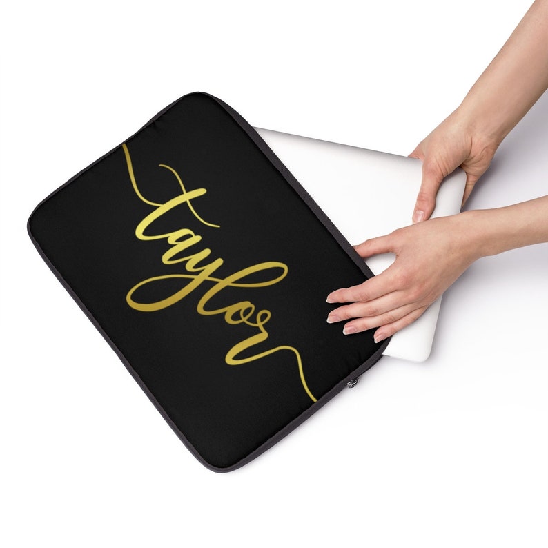 Custom Name Laptop Sleeve Personalized Black Laptop Case Etsy