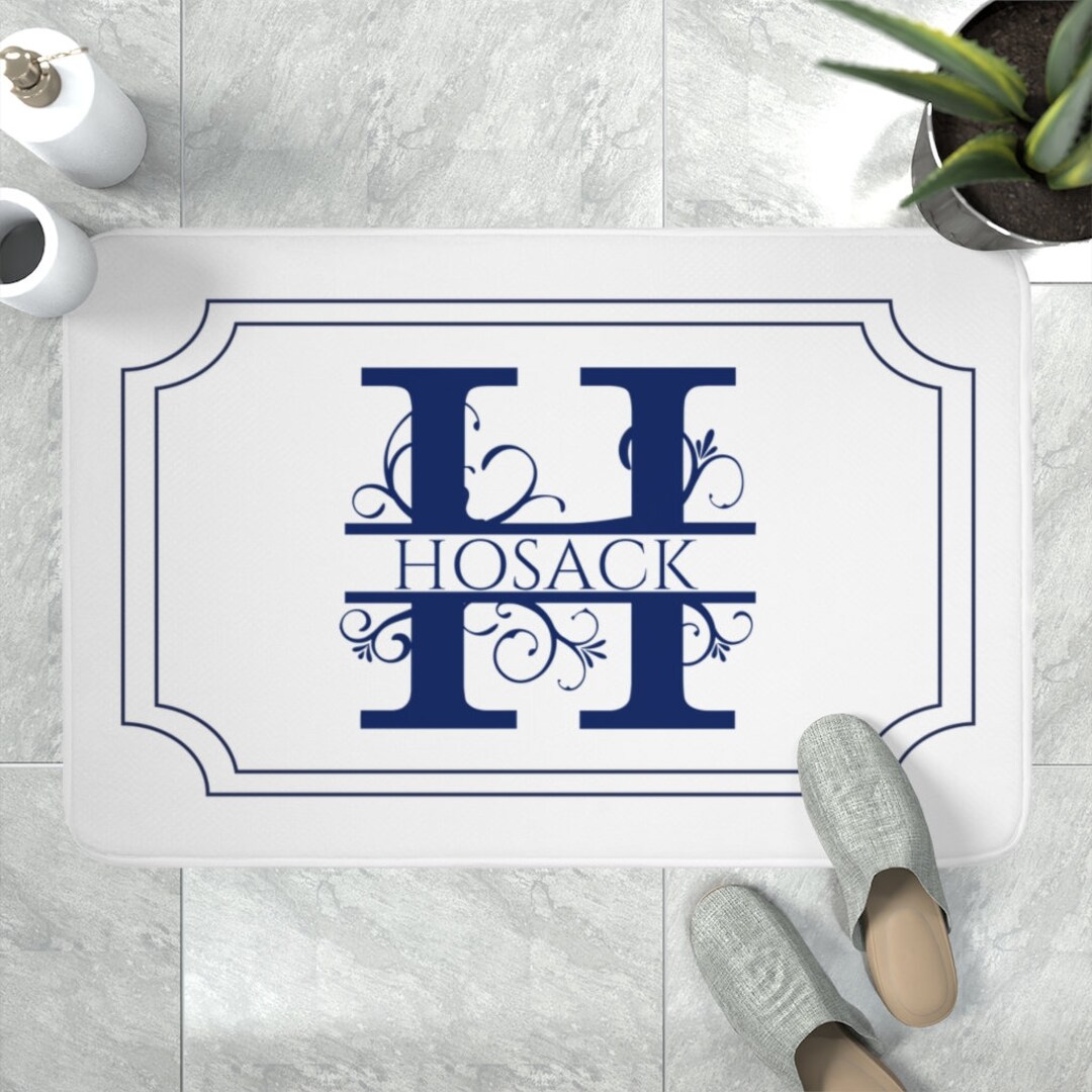 Monogrammed Memory Foam Bath Mat: Dark Royal Blue Personalized Decor - Etsy