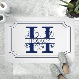 Monogrammed Memory Foam Bath Mat: Dark Royal Blue Personalized Decor - Etsy