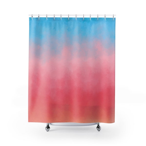 Pink And Blue Ombre Shower Curtain Watercolor Image 0