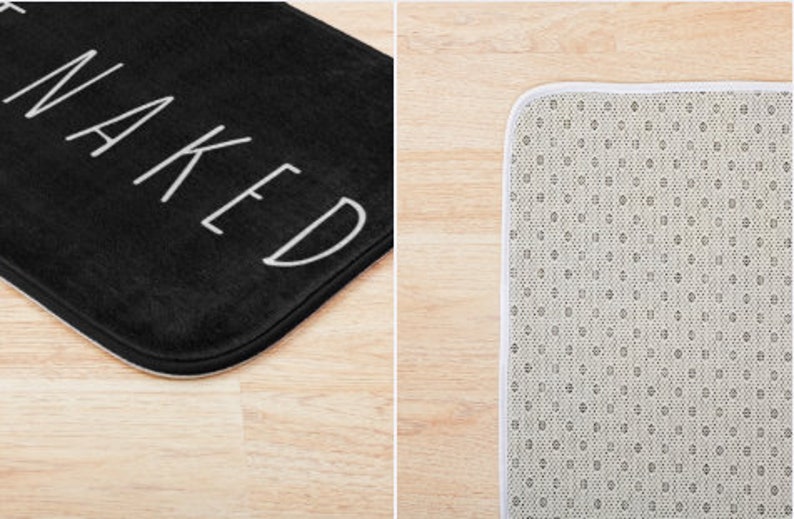 Get Naked Bath Mat Black & White Funny Bath Mat Bathroom Etsy