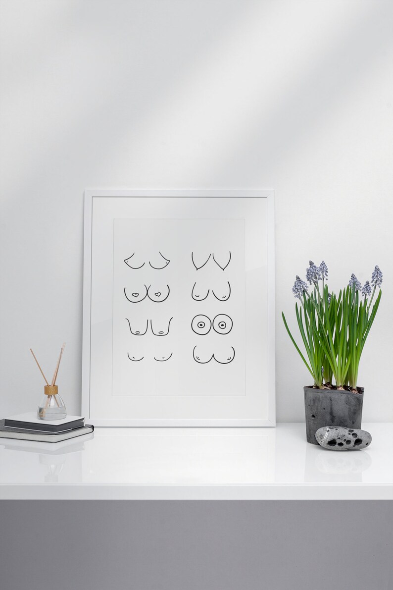 Feminine Decor Boobs Poster Boobies Poster Premium Matte vertical posters Funny Bathroom Wall Art