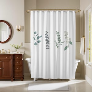 Green Leaves Shower Curtain: Minimalist Boho Bathroom Decor