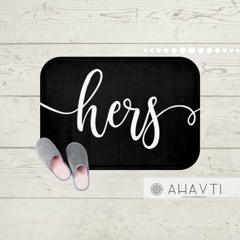 His and Hers Matching Bath Mats Black and White Matching Etsy