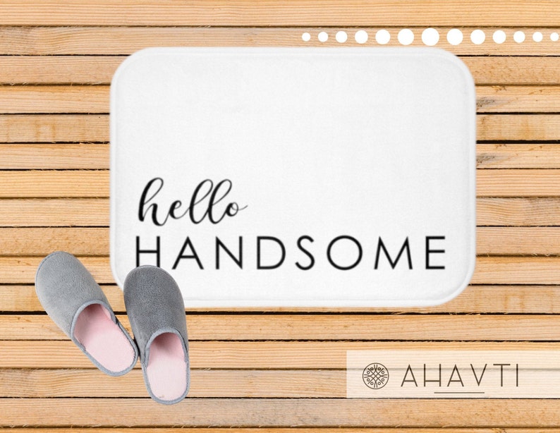 Hello Handsome Bath Mat Stylish Bath Mat Black and White Etsy