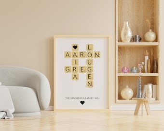Personalized Family Print | Names Print | Unique Wall Art |  Family Gift | Printable Wall Art Décor | Scrabble Design Print