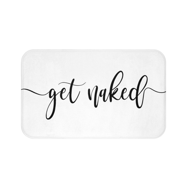 Get Naked Bath Mat Black & White Funny Bath Mat Bathroom Etsy
