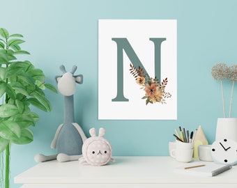 Kids Initial Nursery Decor | Personalized Kids' Initial Art | Kids Initial Poster | Customized Gift For Kids | Custom Poster | Gift Ideas