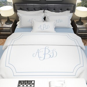 Custom Monogram Bed Set Monogrammed Duvet Cover and Pillow Cases Personalized Bedding With Initials Bedroom Makeover Dorm Bedding image 7