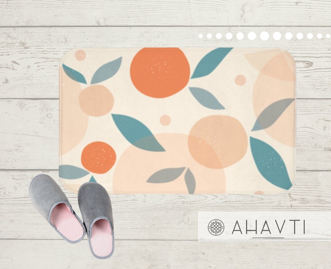 Peachy Clean Bath Mat Fun Bath Mat Cute Bathroom Decor Colorful Bath