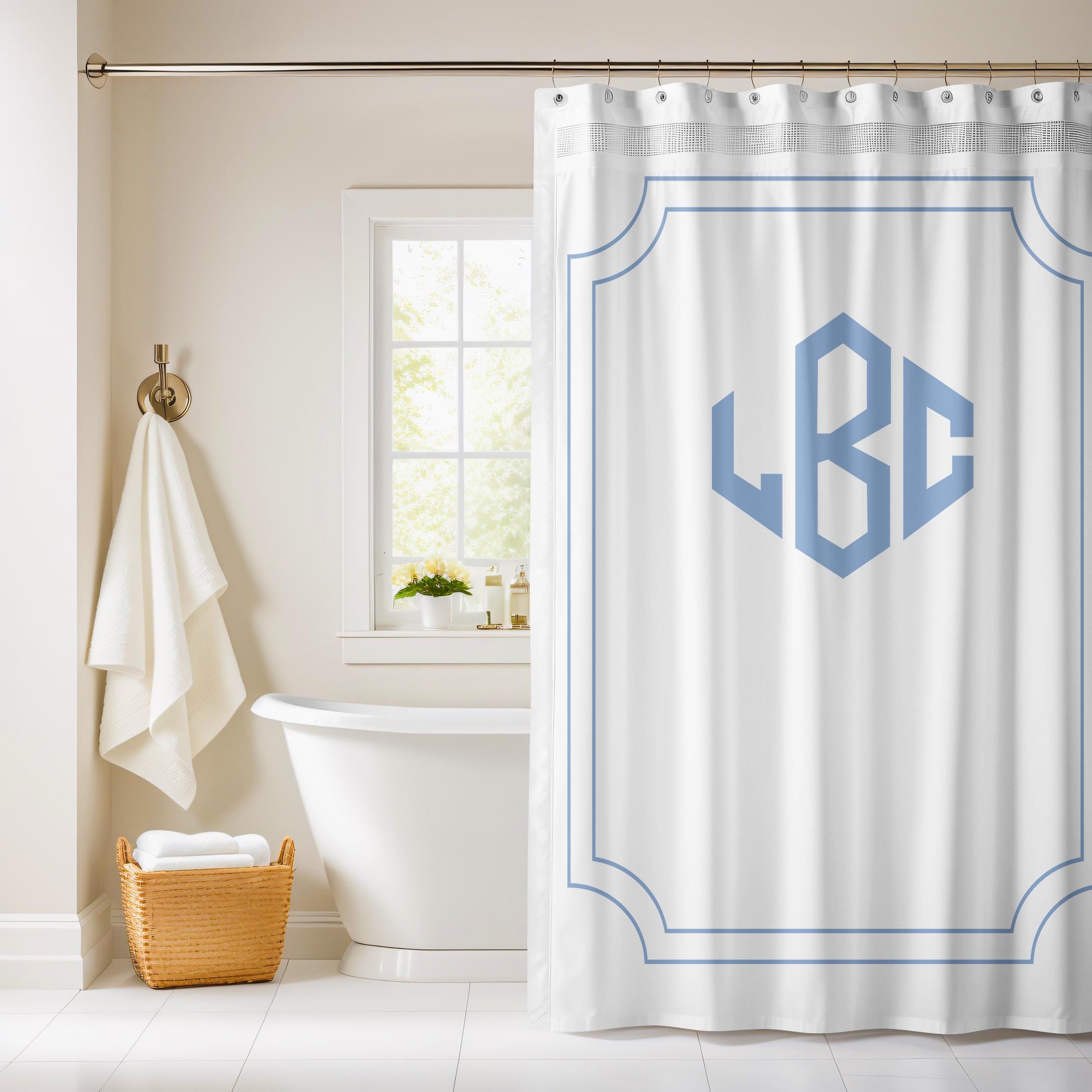 Personalized Monogram Shower Curtain: Custom Initial Bathroom Decor - Etsy