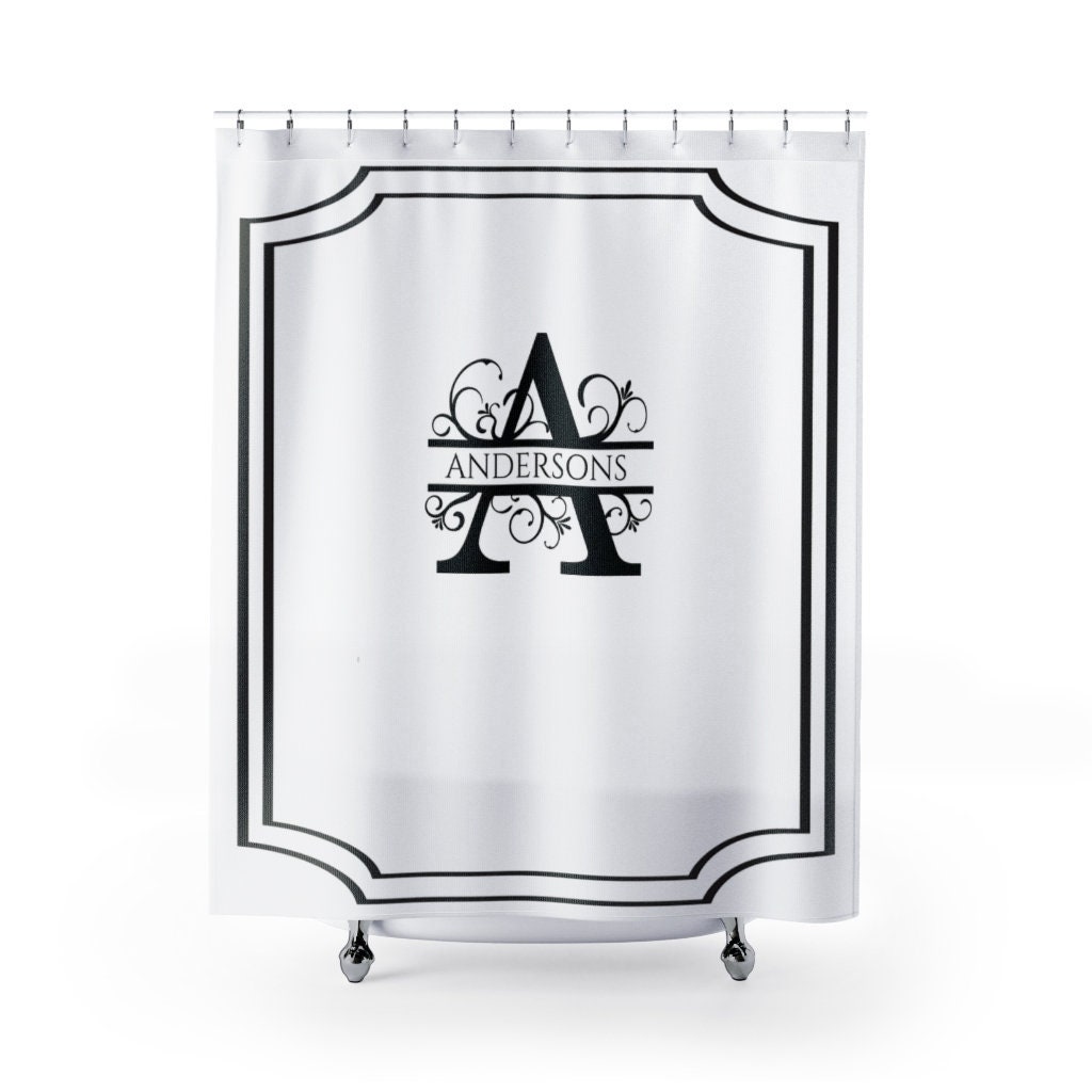 Custom Monogram Shower Curtain: Personalized Bathroom Decor - Etsy