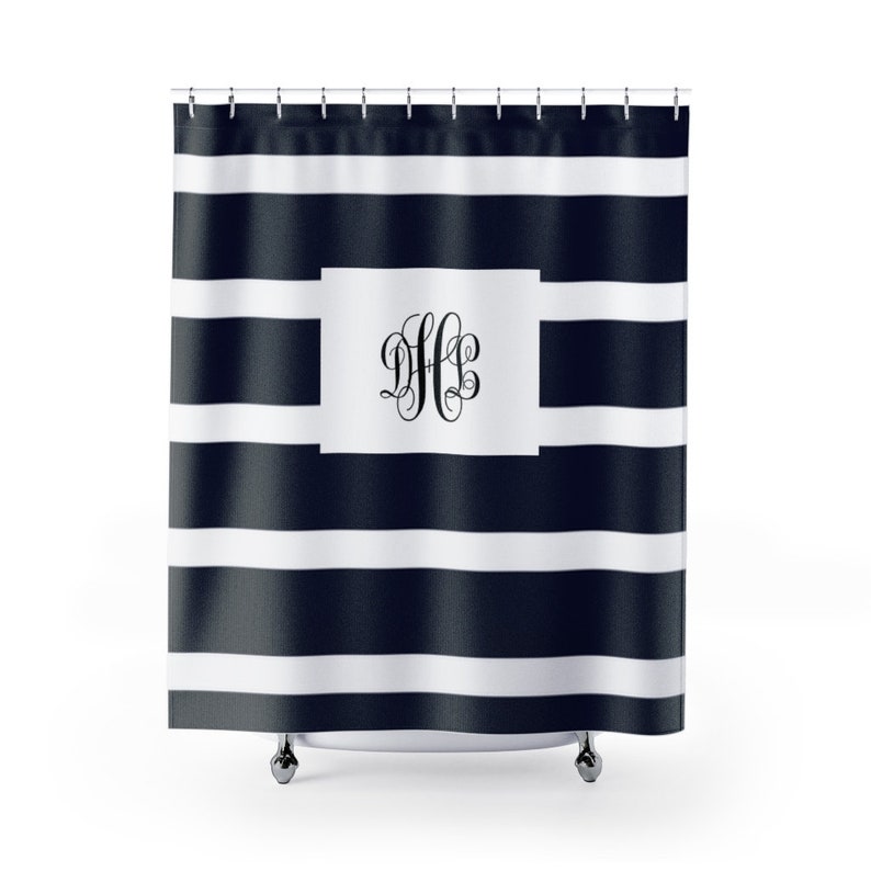 Monogrammed Black and White Shower Curtain Black and White Etsy