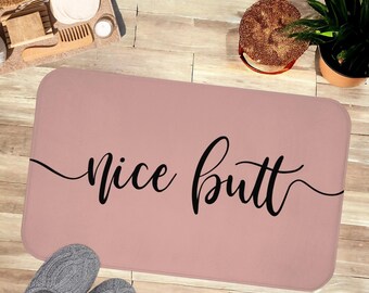 Nice Butt Bath Mat: Dusty Pink Memory Foam Funny Bathroom Decor