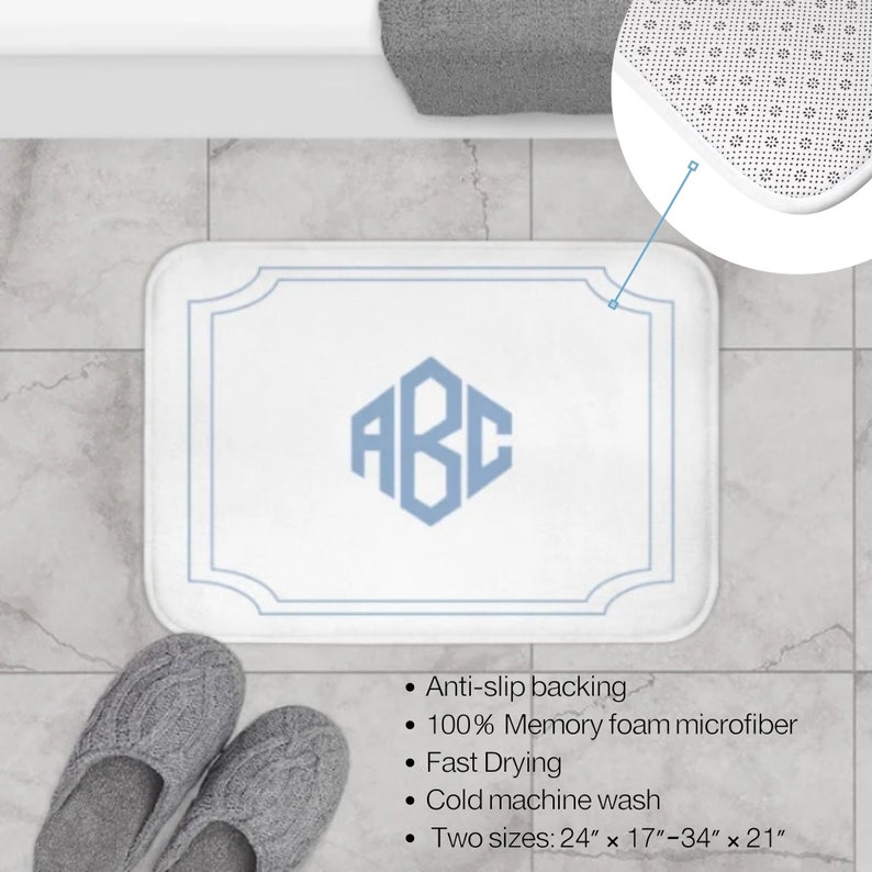 Monogrammed Bath Mat by AHAVTI