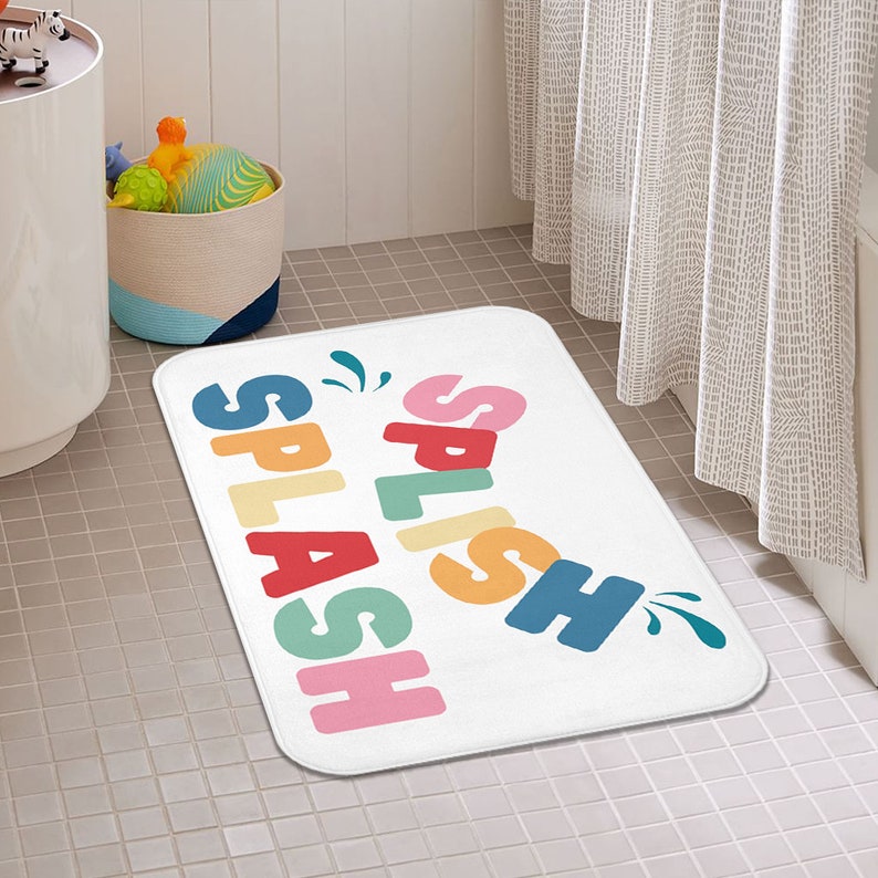 Splish Splash Bath Mat Squeaky Clean Bath Mat Bathroom Decor Cute Kids Bath Rugs Bathroom Accessories For Children