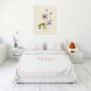 Custom Monogram Bed Set Monogrammed Duvet Cover and Pillow Cases  Personalized Bedding With Initials Bedroom Makeover Dorm Bedding