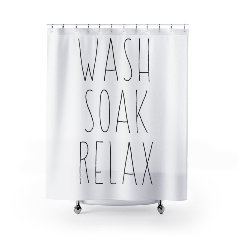 Wash Soak Relax Shower Curtain Minimalist Black & White Etsy