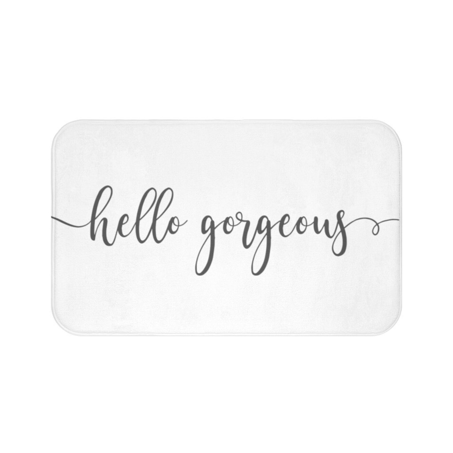 Hello Bath Mat White and Gray Bath Mat Cute Bath Etsy