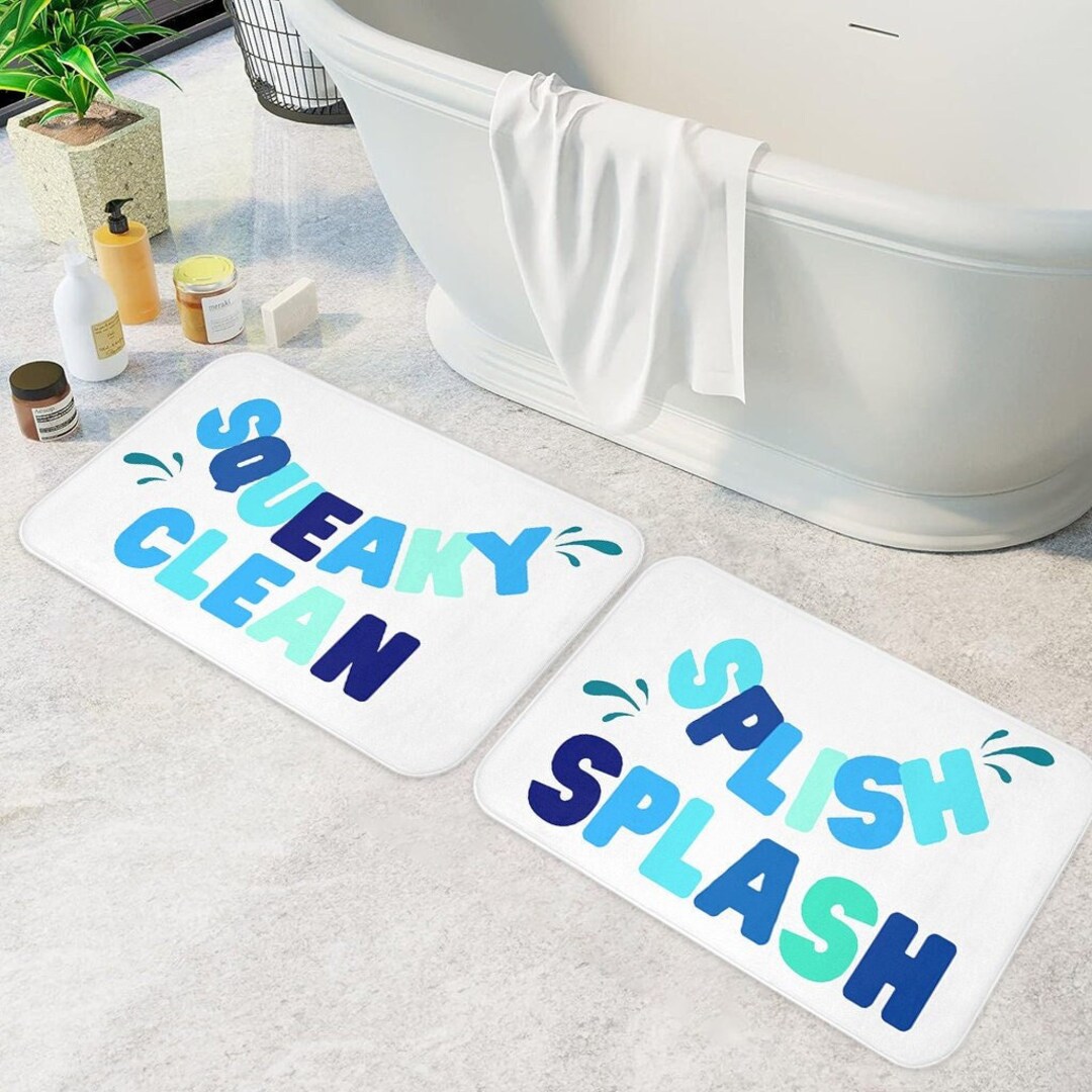 Splish Splash Bath Mat Squeaky Clean Bath Mat Bathroom Decor Cute Kids