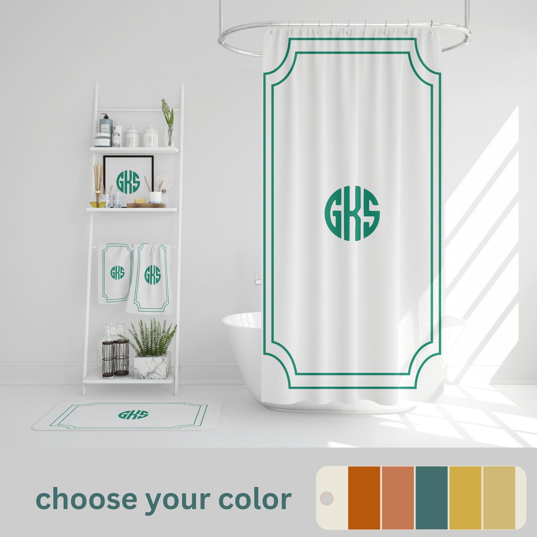Custom Monogrammed Bathroom Set Personalized Initials Shower - Etsy