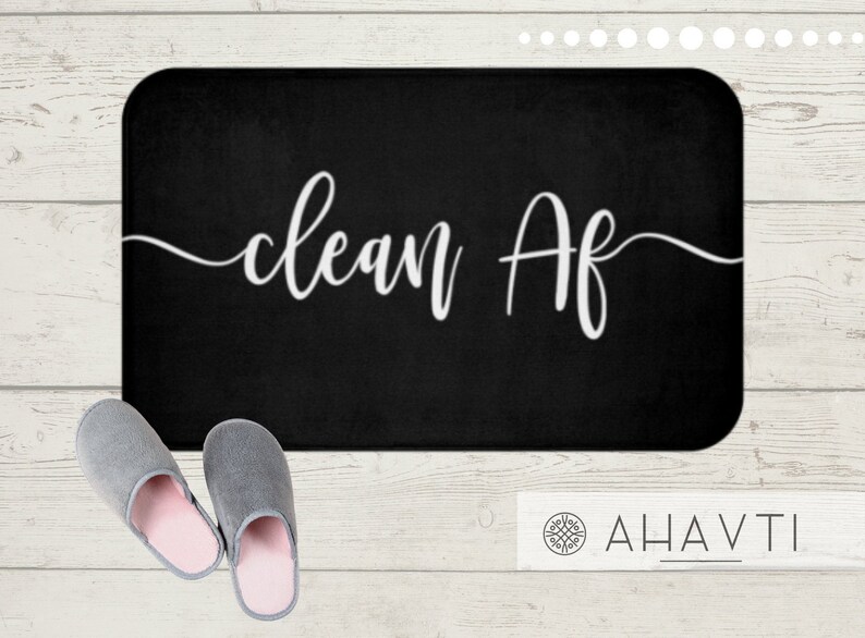 Clean AF Bath Mat Bath Mat With Quote Funny Bath Mat Etsy