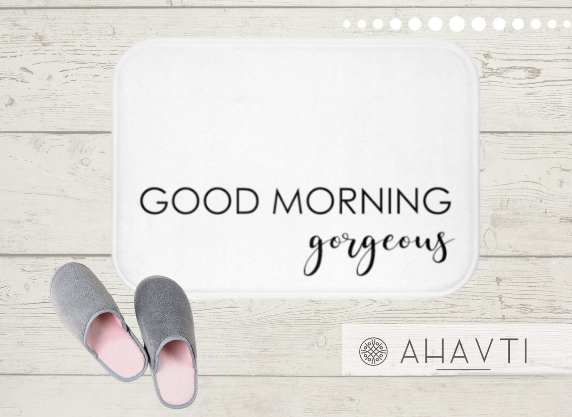 Good Morning Bath Mat Stylish Bath Rug Black and Etsy