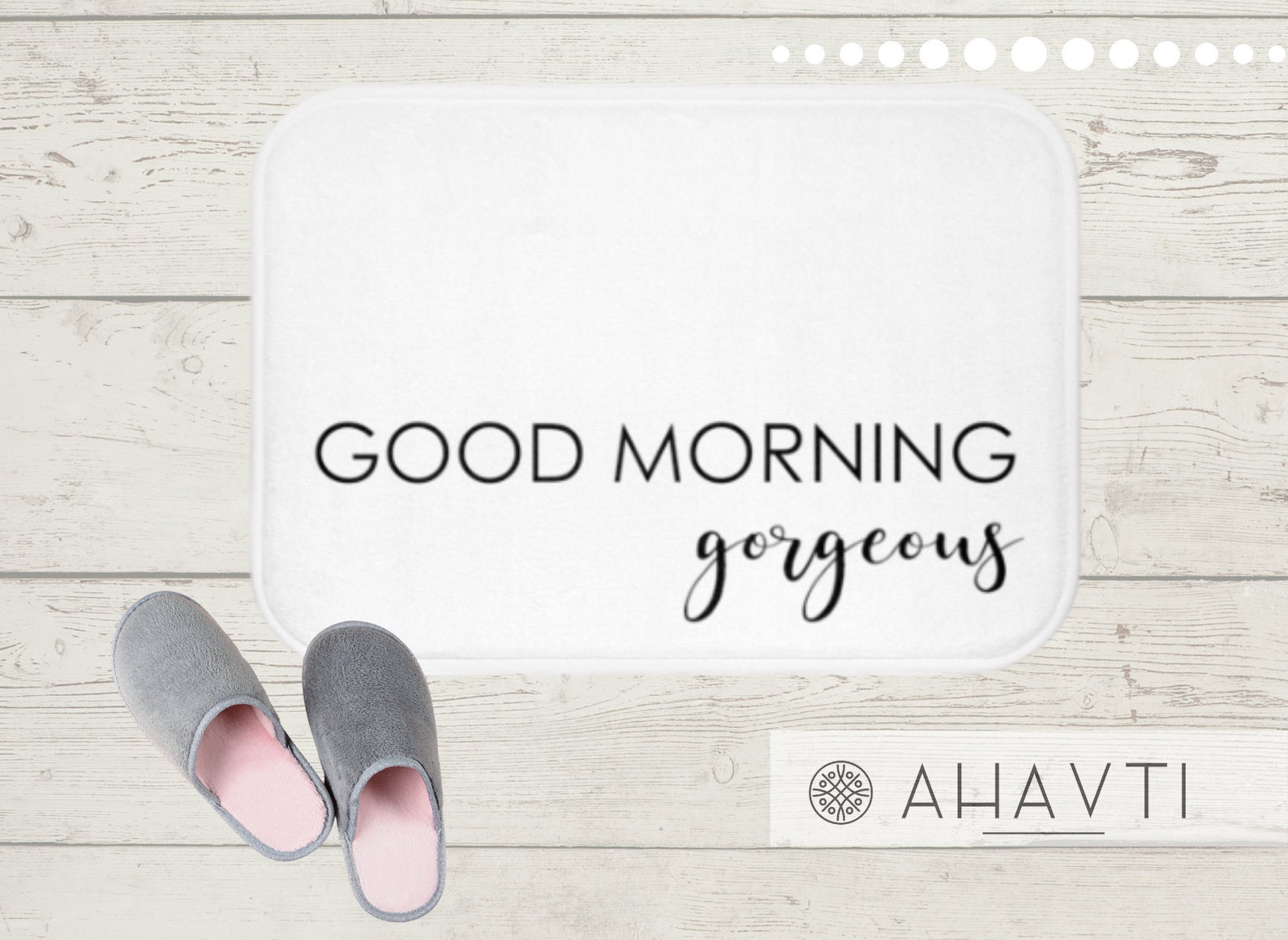 Good Morning Bath Mat Stylish Bath Rug Black and Etsy