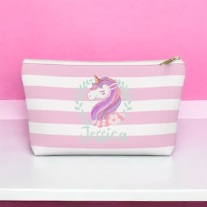 Personalized Unicorn Pencil Case: Girls Cosmetic Bag Gift