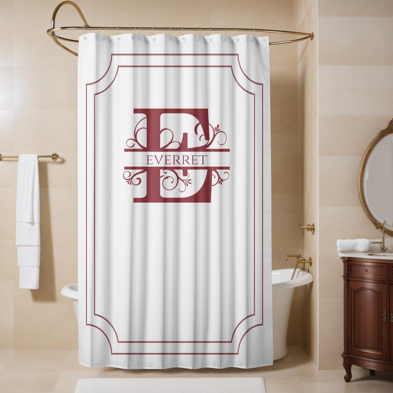 Custom Monogram Shower Curtain: Personalized Bathroom Decor - Etsy