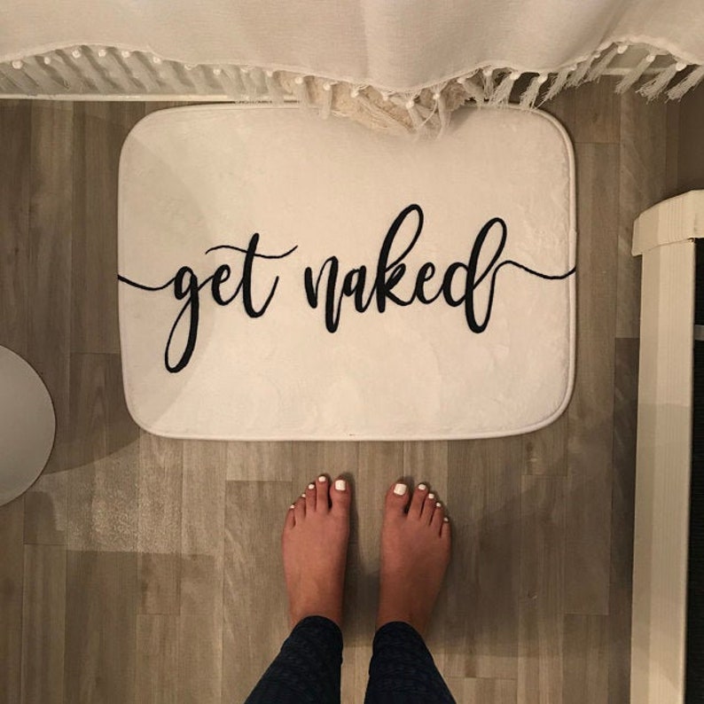Get Naked Bath Mat Black & White Funny Bath Mat Bathroom Etsy