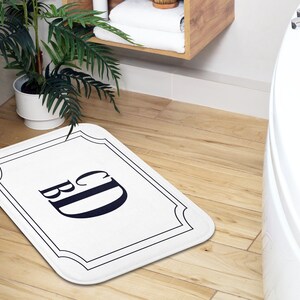 Monogrammed Bath Mat | Custom Monogram Shower Decor | Initials Bath Rug ...