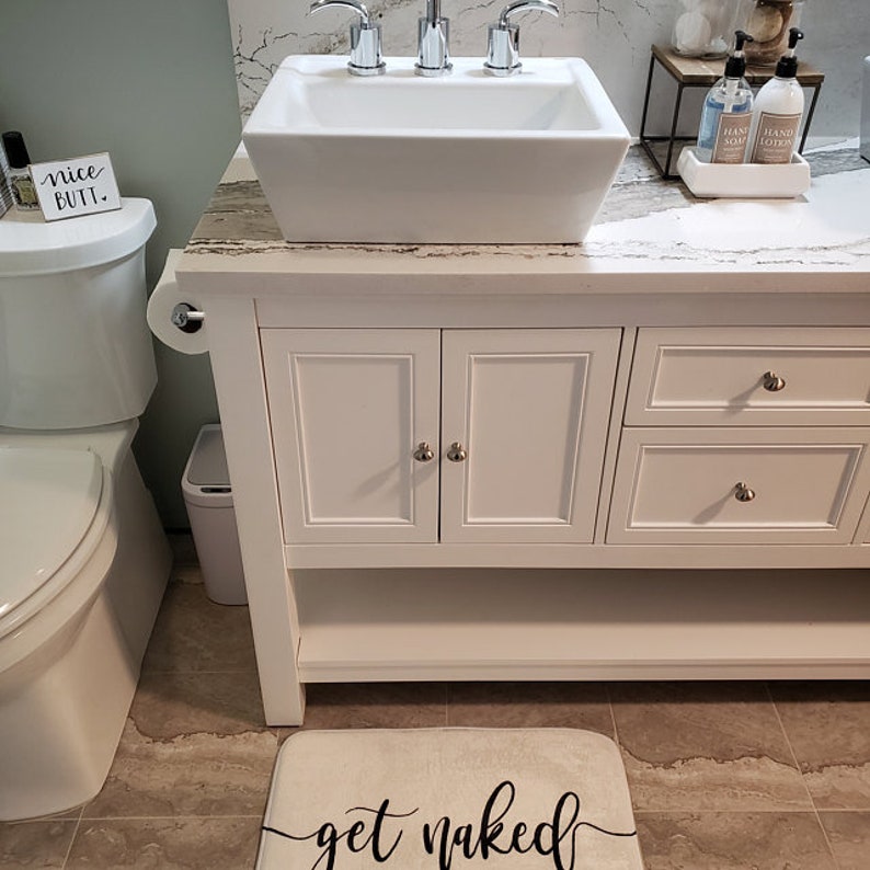 Get Naked Bath Mat Black & White Funny Bath Mat Bathroom Etsy