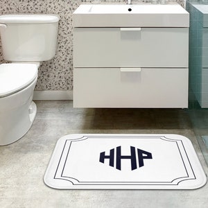 Monogrammed Bath Mat | Custom Monogram Shower Decor | Initials Bath Rug ...