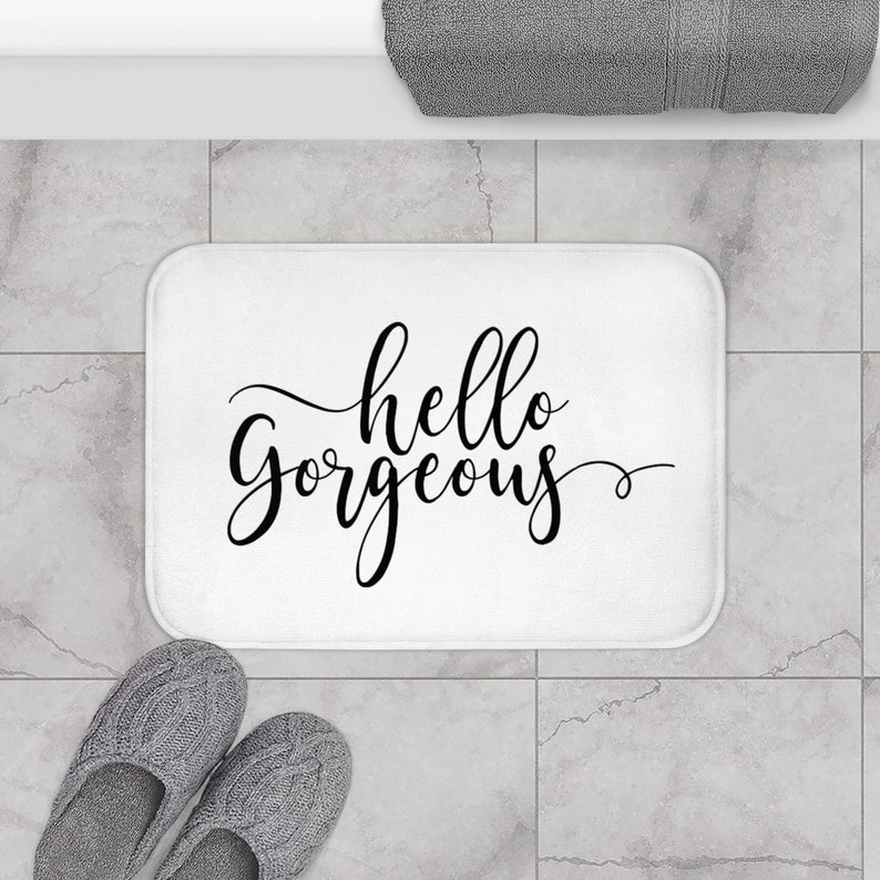 Hello Bath Mat Bath Rug Bathroom Decor Bathroom Etsy