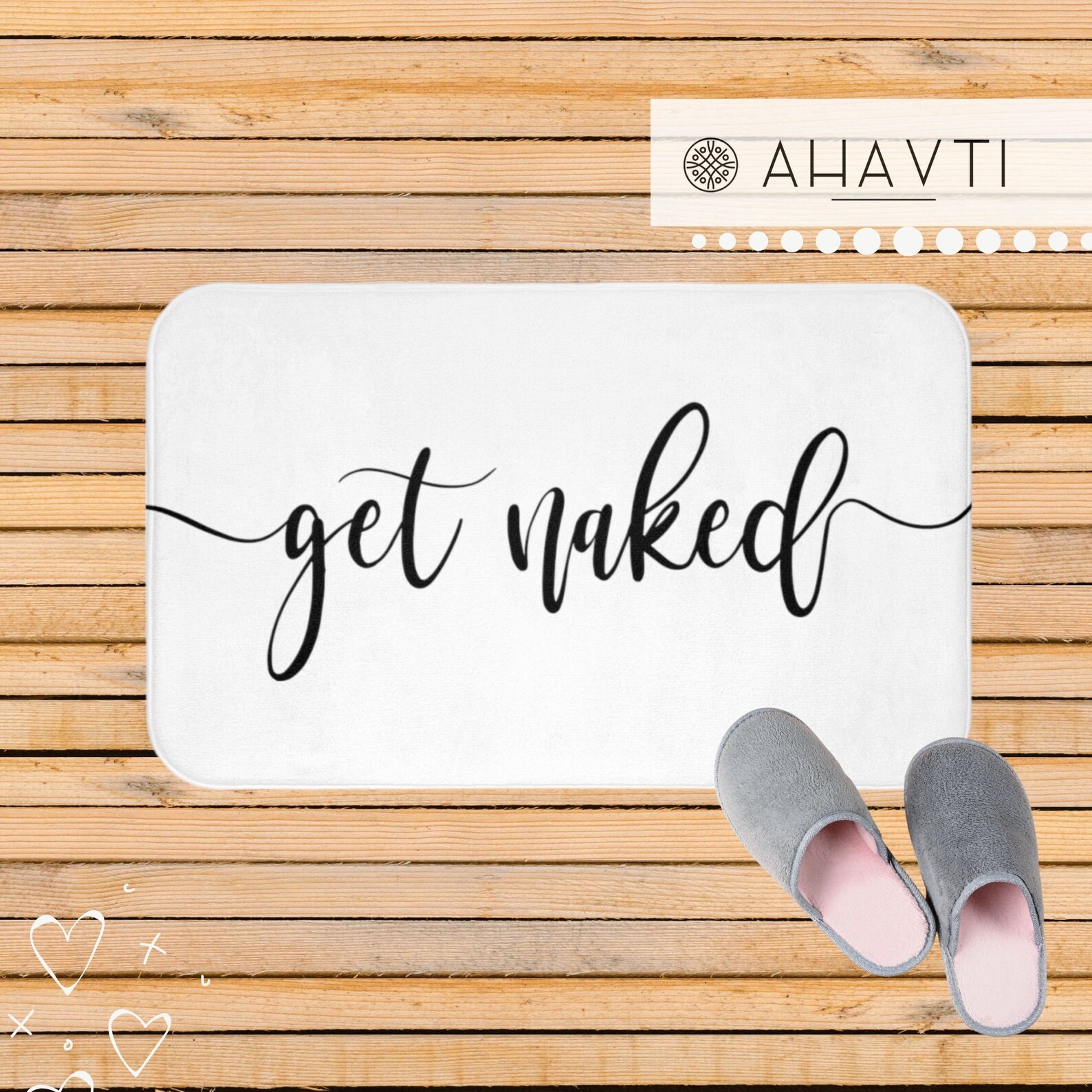 Get Naked Bath Mat Black & White Funny Bath Mat Bathroom Etsy