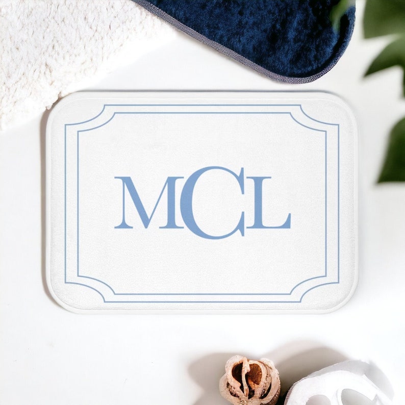Monogrammed Memory Foam Bath Mat: Custom Initial Shower Decor - Etsy