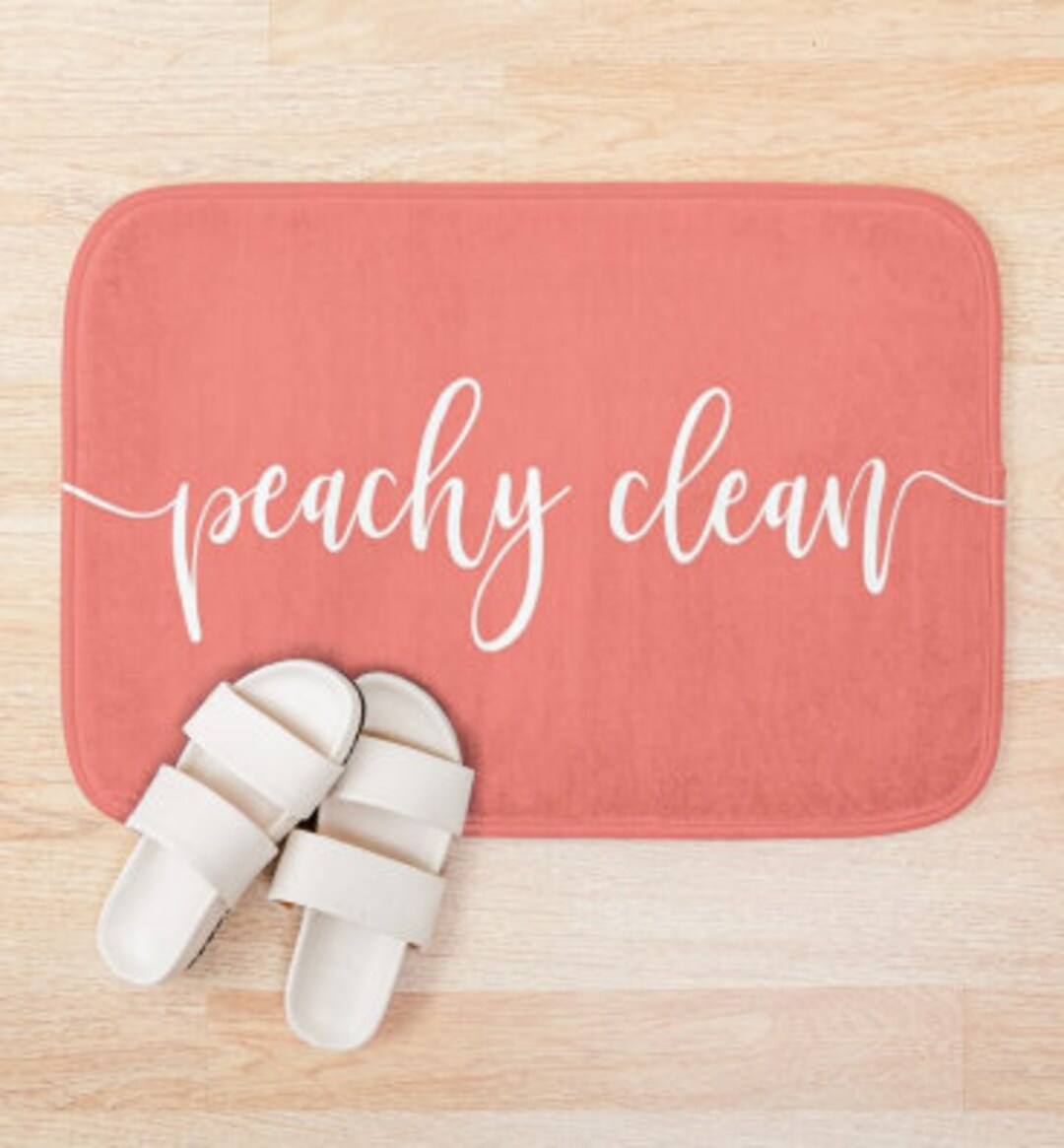 Peachy Clean Bath Rug Peach Coloured Bath Mat Unique Bath Mat Funny