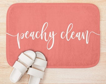 Peachy Clean Bath Rug | Peach Coloured Bath Mat | Unique Bath Mat | Funny Bath Mat